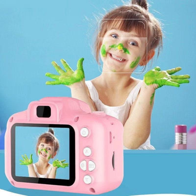 Pink Kids Mini Selfie Video Camera Safe Durable Shockproof with Non toxic Plastic Material