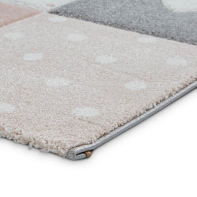 Pink Kids Modern Easy to Clean Graphics Pictorial Rug For Dining Room-120cm X 170cm - 6