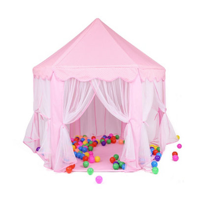 Pink Kids Play Tent Hexagonal Playhouse Castle Teepee Tent for girls