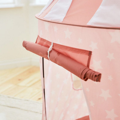 Pink Kids Tent, Starry Pink Princess Pop Up Play Tent For Kids with Carry Bag