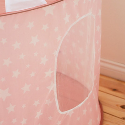 Pink Kids Tent, Starry Pink Princess Pop Up Play Tent For Kids with Carry Bag