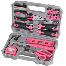 Pink Ladies/Woman Tool Kit 42 Pcs with Hammer, Screwdriver, Plier DIY Hi-Spec