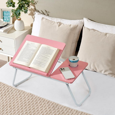 Pink Laptop Bed Table Computer Notebook Desk Stand with Foldable Legs ...