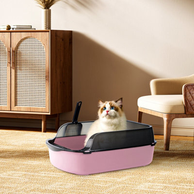 Pink Large Anti-splashing Detachable Cat Litter Box