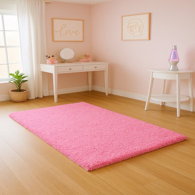 Pink Large Area Shaggy Rug Soft Texture Rug for living rooms kids room ...