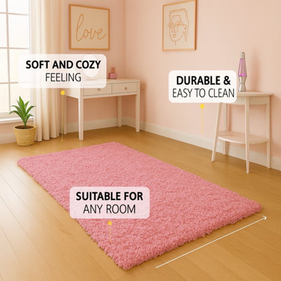 Pink Large Area Shaggy Rug Soft Texture Rug for living rooms kids room ...