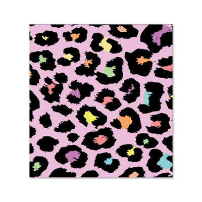 Pink Leopard Print Premium Glass Kitchen Splashback W600mm x H650mm