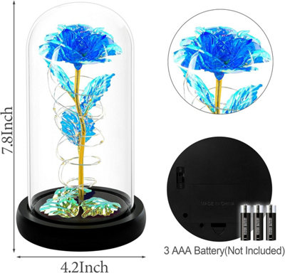 Pink Light Up Flower Rose in Glass Dome Forever Flower mother's day ...