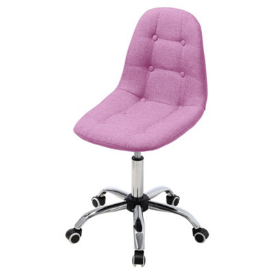Pink Linen Swivel Adjustable Office Chair
