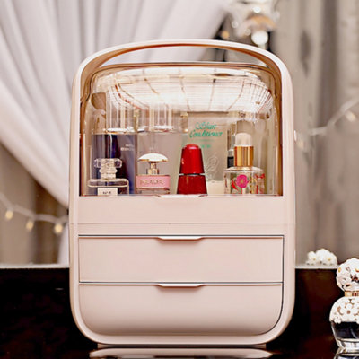 Pink Make Up Case Dustproof Cosmetic Storage Box with Handle Price Comparisons | Compare The Build