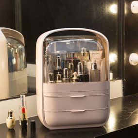 Pink Makeup Organiser Storage with Drawers Dust Proof Waterproof