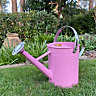 Pink Metal & Chrome Watering Can (3.5 Litre)
