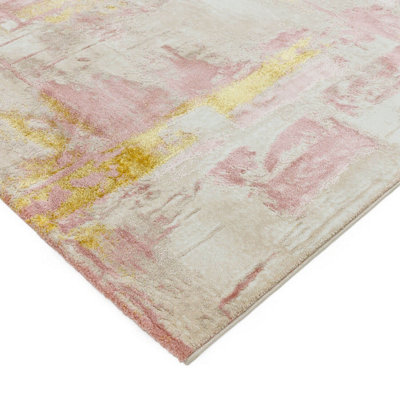 Pink Modern Easy To Clean Abstract Rug For Dining Room Bedroom And Living Room-200cm X 290cm