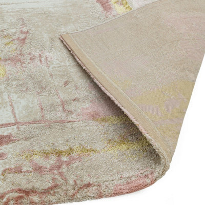 Pink Modern Easy To Clean Abstract Rug For Dining Room Bedroom And Living Room-80cm X 150cm