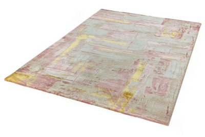 Pink Modern Easy To Clean Abstract Rug For Dining Room Bedroom And Living Room-80cm X 150cm