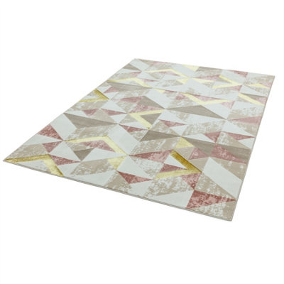 Pink Modern Geometric Easy To Clean Rug For Dining Room Bedroom & Living Room-120cm X 170cm
