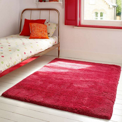 Pink Modern Plain Shaggy Easy to clean Rug For Bedroom & Living Room-120cm X 170cm