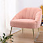 Pink Nubuck Velvet Bucket Style Accent Chair