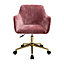 Pink Office Desk Chair Ice Velvet Padded Seat Swivel Computer Armchair for Home or Office