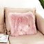 Pink One Side Super Soft Luxury Faux Fur Decorative Plush Pillow Case 500 x 500 mm