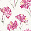 Pink Ophelia Floral Wallpaper Gold Metallic Shimmer Cream Beige Green Flower