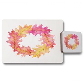 Pink & Orange Autumn Reath (Placemat & Coaster Set) / Default Title