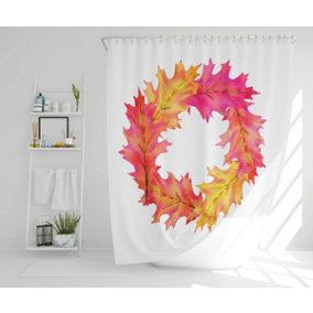 Pink & Orange Autumn Reath (Shower Curtain) / Default Title