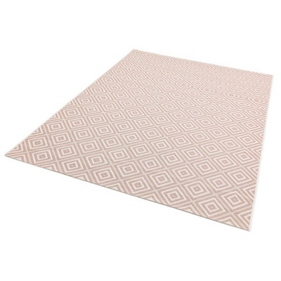 Pink Outdoor Rug, Geometric Stain-Resistant Rug For Patio Decks Balcony ...