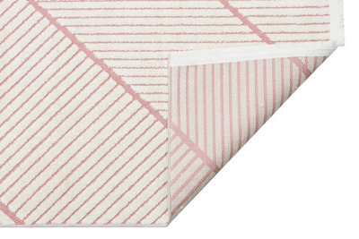 Pink Outdoor Rug, Geometric Striped Stain-Resistant Rug For Patio Decks, 3mm  Modern Outdoor Area Rug-160cm X 220cm