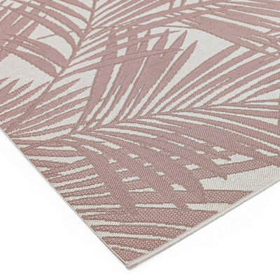 Pink Outdoor Rug, Nature-Print Stain-Resistant Rug For Patio Decks Garden, 4mm Modern Outdoor Area Rug- 120cm X 170cm