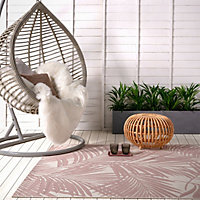 Pink Outdoor Rug, Nature-Print Stain-Resistant Rug For Patio Decks Garden, 4mm Modern Outdoor Area Rug- 160cm X 230cm