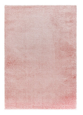 Pink Plain Luxurious Modern Shaggy Easy to clean Rug for Bed Room Living Room and Dining Room-80cm X 150cm