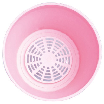 Pink Plastic Plant Pot - Weatherproof Colourful Home or Garden Planter with Drainage Holes & Saucer - H13 x 10cm Diameter