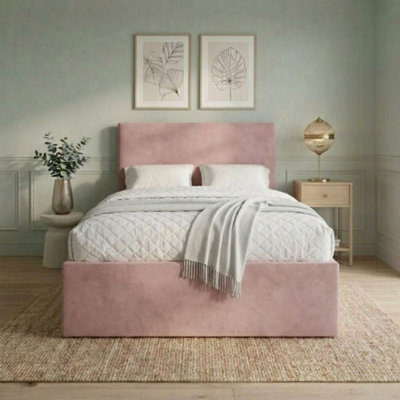 PINK PLUSH 4FT SMALL DOUBLE BED WITH MATTTRESS 2 STORAGE DRAWERS AND 20 ...