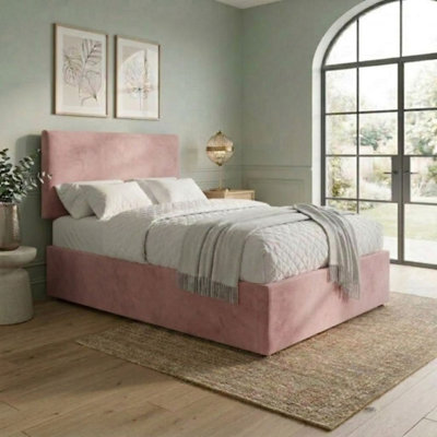 PINK PLUSH 4FT SMALL DOUBLE BED WITH MATTTRESS 2 STORAGE DRAWERS AND 20 ...