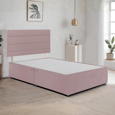 Pink Plush 4FT6 Double Bed Frame with 20 Inch Headboard and 2Drawers