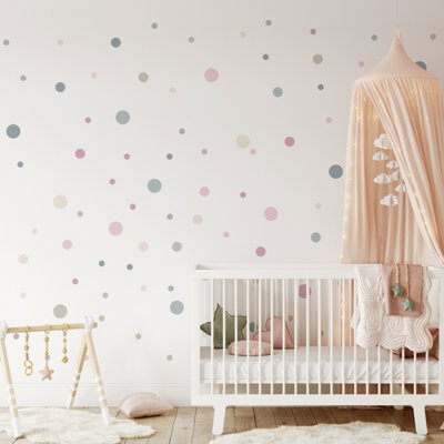 Pink Polka Dot Art Wall Stickers