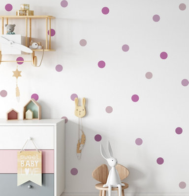 Pink Polka Dot Wall Decal Stickers For Girls Bedroom Kids Childrens ...