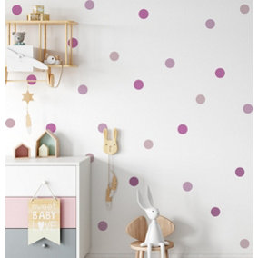 Pink Polka Dot Wall Decal Stickers For Girls Bedroom Kids Childrens Wall Art Decor Nursery Stickers For Walls Vinyl Removable