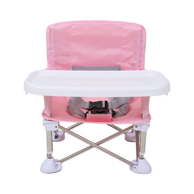 Pink Portable and Foldable Baby Feeding Chair Highchair with Tray
