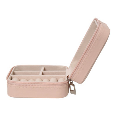 Pink Portable Small Faux Leather Jewellery Box