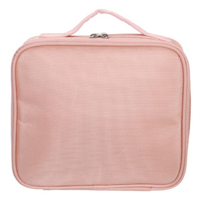 Pink Portable Waterproof Zippered Cosmetic Organizer Case Travel Makeup Bag