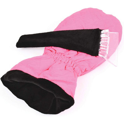 Pink Quilted Ice Scraper Glove - Warm Fleece-Lined Mitt with Built-in Snow  & Frost Remover for Car Windscreen - 36cm x 14cm