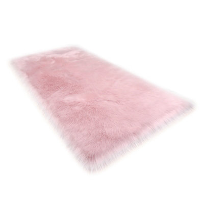 Pink Rectangle Soft  Floor Rugs Soft Rug for Livingroom 1800mm(L)