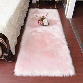 Pink Rectangle Soft Shaggy Rug Kids Rooms Decor Floor Rugs 120cm L x 60 cm W