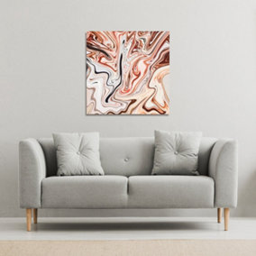 Pink Rippled Marble (Canvas Print) / 114 x 114 x 4cm