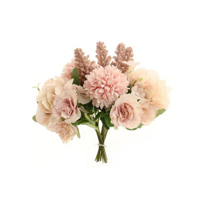 Pink Romantic Artificial Bouquet Faux Silk Flower for Home Wedding Decoration