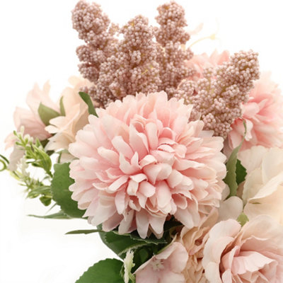 Pink Romantic Artificial Bouquet Faux Silk Flower for Home Wedding Decoration