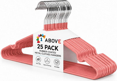 Pink Rubber-Coated Metal Clothes Hangers, 25 Pack