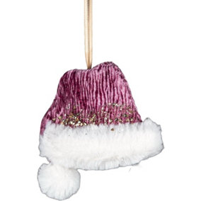Pink Santa Hat 13x12cm - Christmas Hanging Decoration